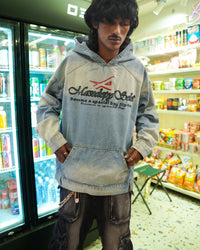 Washed Denim Oversized Hoodie – Street Hip-Hop Edition