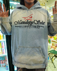 Washed Denim Oversized Hoodie – Street Hip-Hop Edition