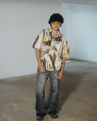 Earth Tone Abstract Print Oversized Shirt