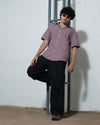 Men’s Maroon Checkered Short Sleeve Shirt