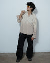 Patchwork Striped Oversized Shirt – Beige Blend