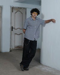 Classic Navy Checkered Short Sleeve Shirt