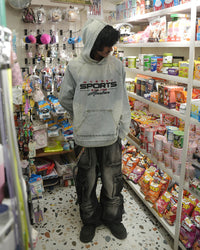 Washed Denim Oversized Hoodie – “Market Sports Division” Edition