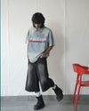 Oversized Washed Denim T-Shirt with Embroidered Graphic