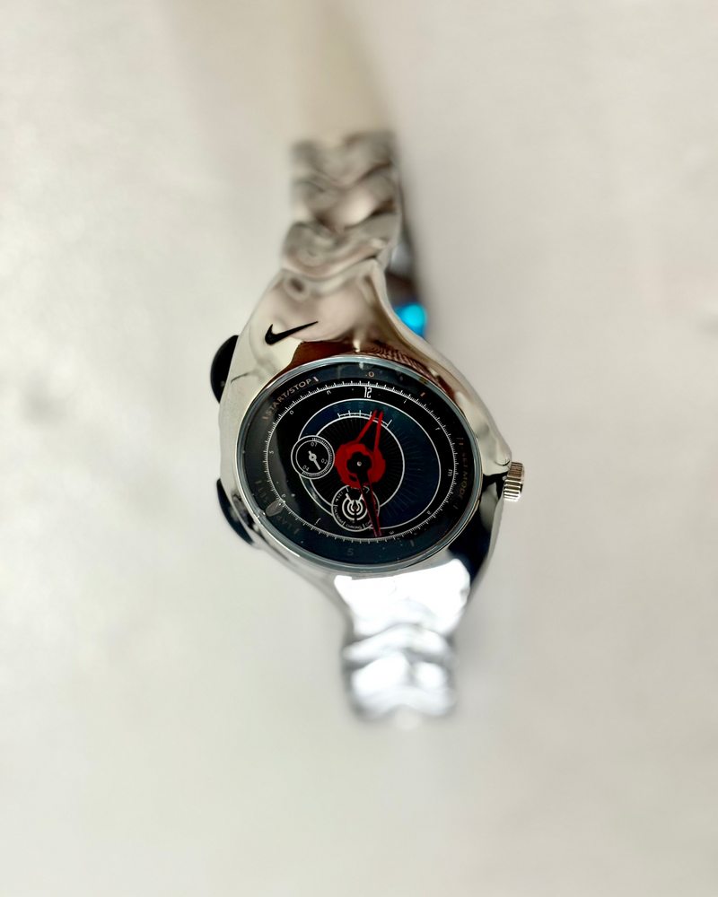 Nike Triax Chronograph Watch – Silver Stainless Steel | Vintage Y2K Sports Timepiece