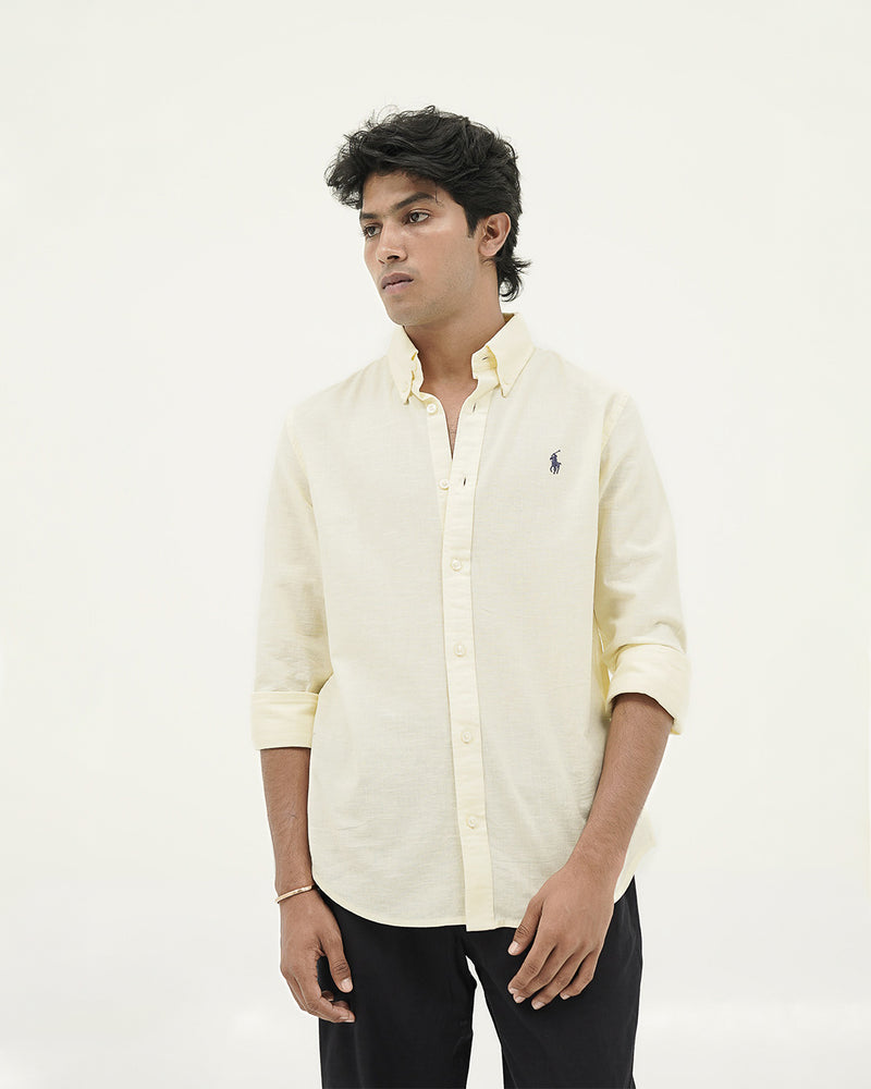 linen yellow shirt