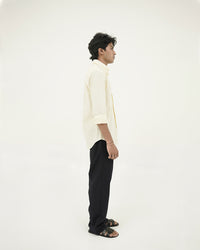 linen yellow shirt