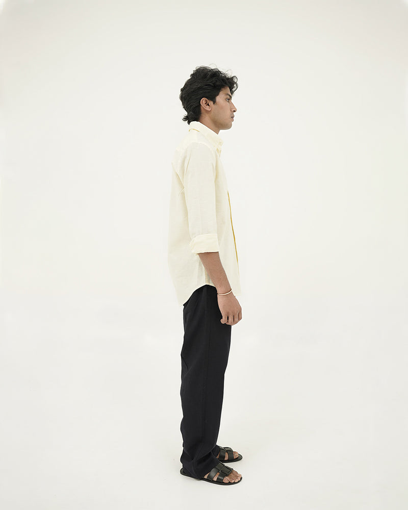 linen yellow shirt
