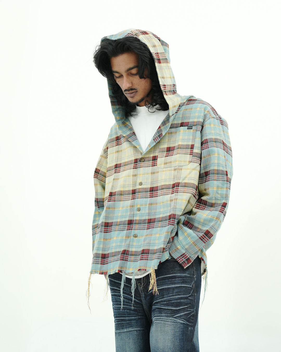 HOODED CHECK SHIRT
