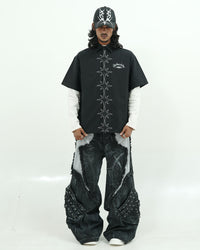 GATHERCLUB STAR STITCH OVERSIZED WHITE SHIRT