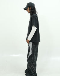 GATHERCLUB STAR STITCH OVERSIZED BLACK SHIRT