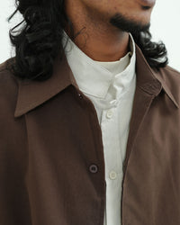 Brown Minimal Oversized Double Layer Utility Shirt