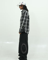 Oversized Black Check Textured Shirt