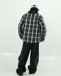 Oversized Black Check Textured Shirt
