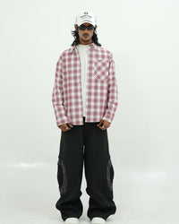Oversized Red & Off-White Check Shirt