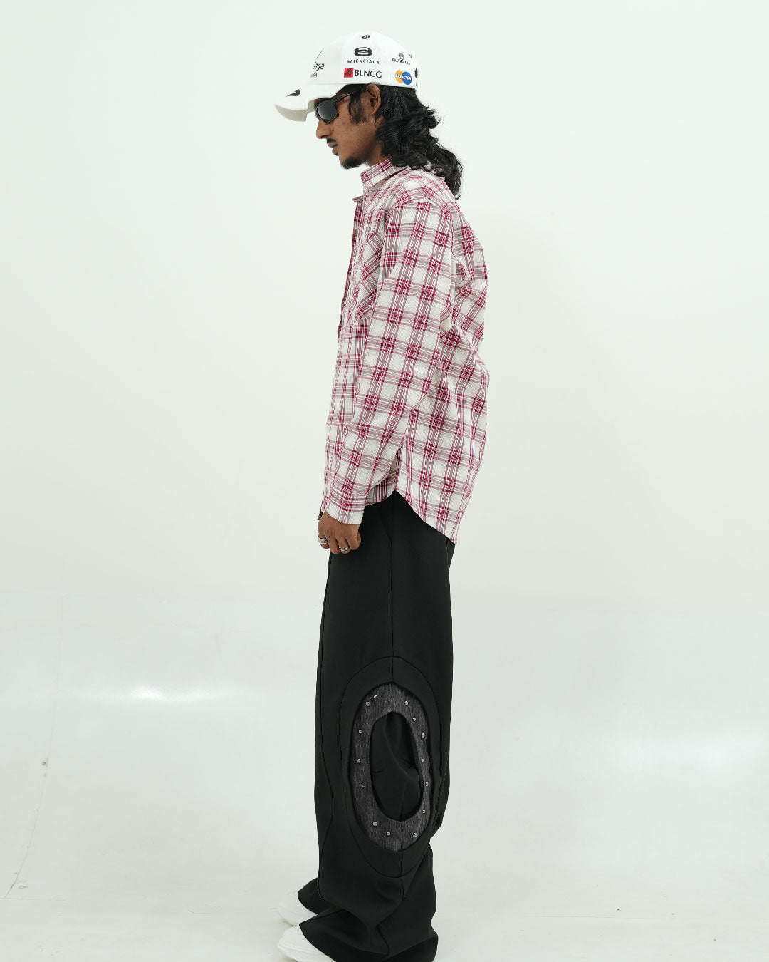 Oversized Red & Off-White Check Shirt