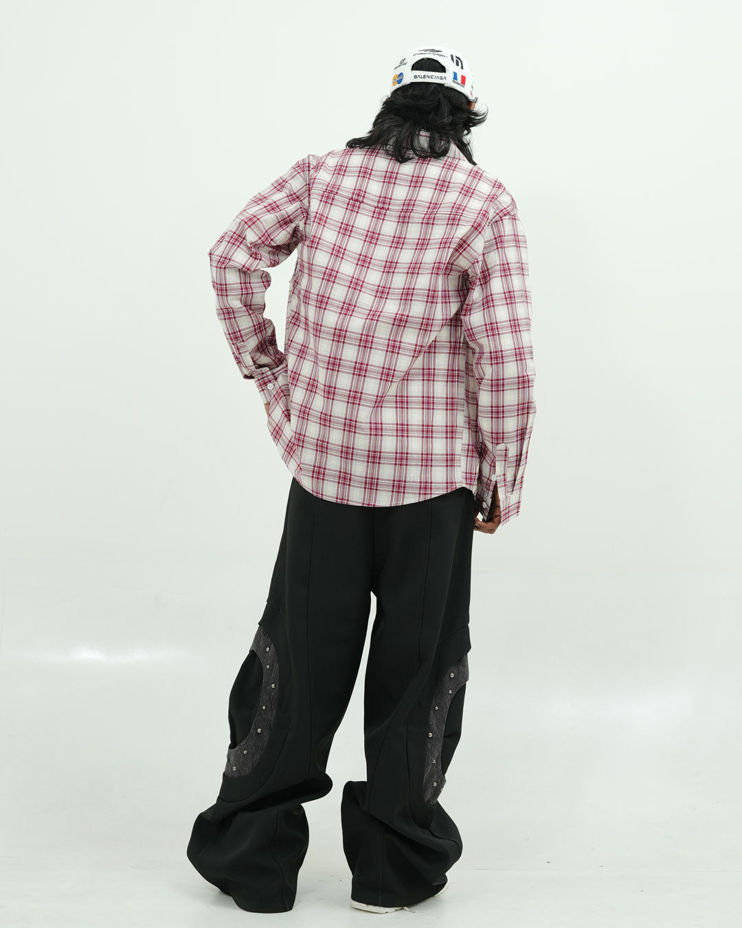 Oversized Red & Off-White Check Shirt