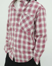 Oversized Red & Off-White Check Shirt