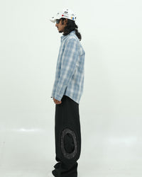 Light Blue Textured Plaid Full -Sleeve Shirt
