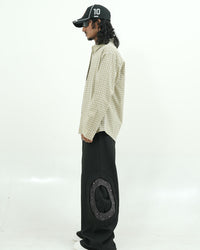 Beige Check Textured Full -Sleeve Shirt