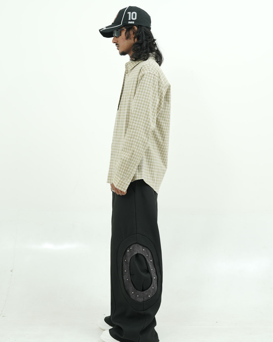 Beige Check Textured Full -Sleeve Shirt