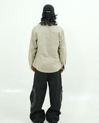 Beige Check Textured Full -Sleeve Shirt