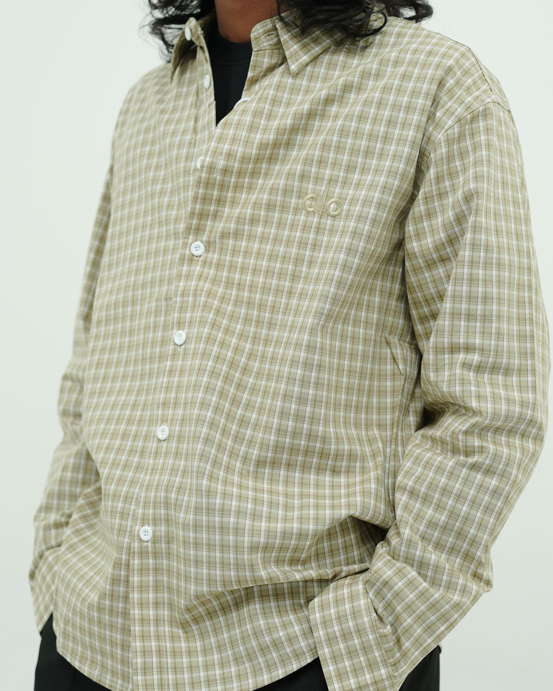Beige Check Textured Full -Sleeve Shirt