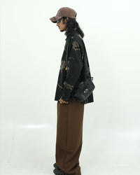 Black Abstract Printed Oversized Shirt