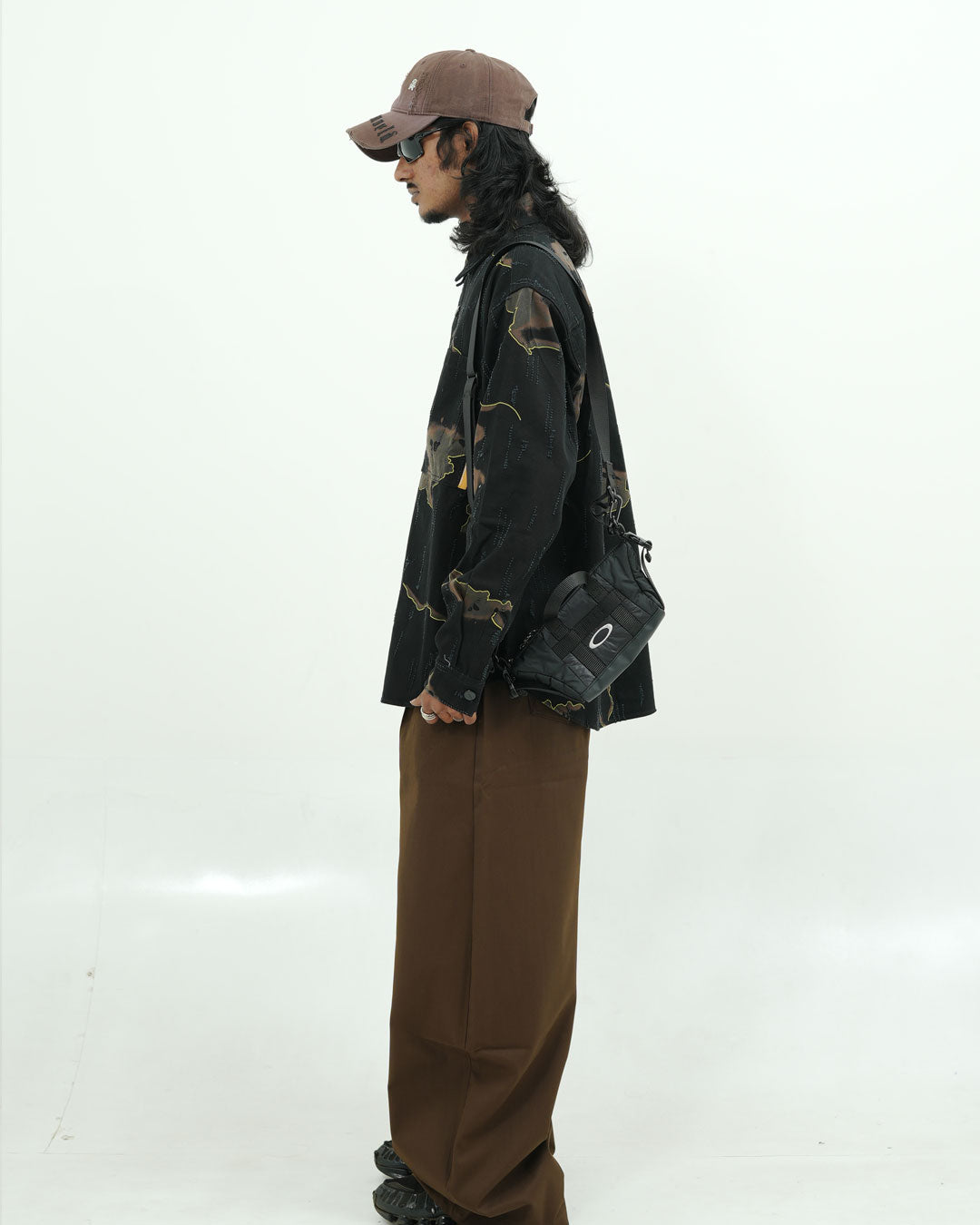 Black Abstract Printed Oversized Shirt