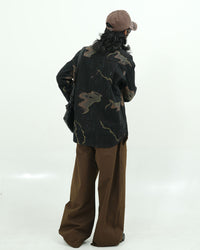 Black Abstract Printed Oversized Shirt
