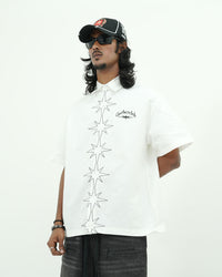 GATHERCLUB STAR STITCH OVERSIZED WHITE SHIRT