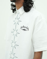 GATHERCLUB STAR STITCH OVERSIZED WHITE SHIRT