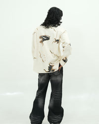 OVERSIZED ABSTRACT PRINT DENIM SHIRT