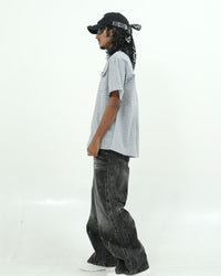 BLUE CHECK UTILITY POCKET OVERSIZED HALF SLEEVE SHIRT