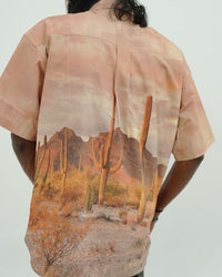 OVERSIZED DESERT LANDSCAPE PRINT HALF SLEEVE SHIRT