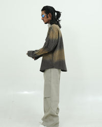 Gradient Check Oversized Patch Pocket Shirt