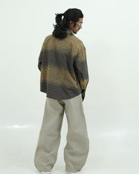 Gradient Check Oversized Patch Pocket Shirt