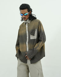 Gradient Check Oversized Patch Pocket Shirt