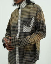 Gradient Check Oversized Patch Pocket Shirt