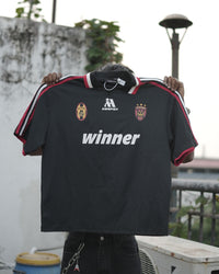 Winner" Retro Football Jersey Tee – Black Edition