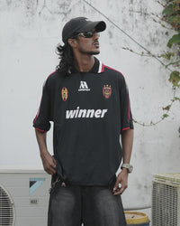 Winner" Retro Football Jersey Tee – Black Edition