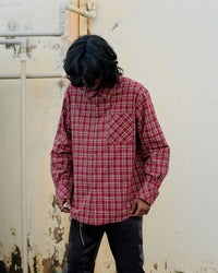Red Checkered Shirt with "96" Back Print – Grunge Streetwear Fit