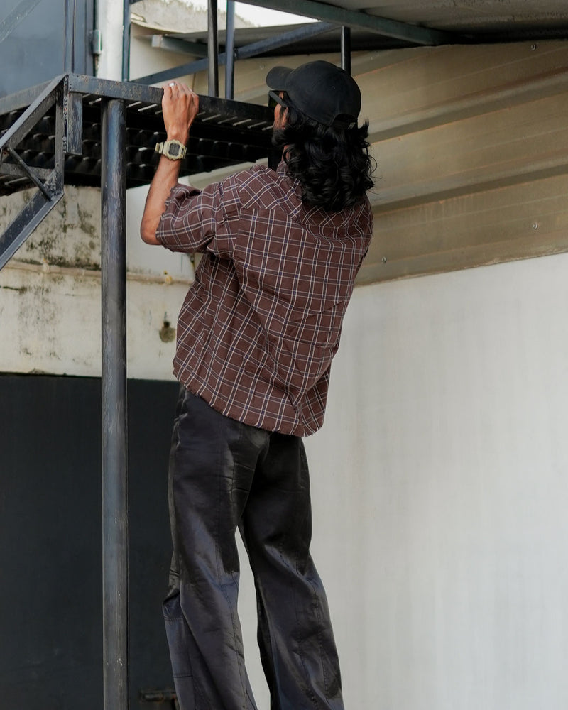Oversized Brown Checkered Shirt