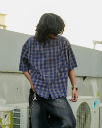 Oversized Navy Checkered Shirt