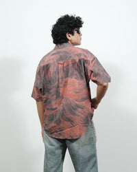 Rust Wave Pattern Oversized Shirt