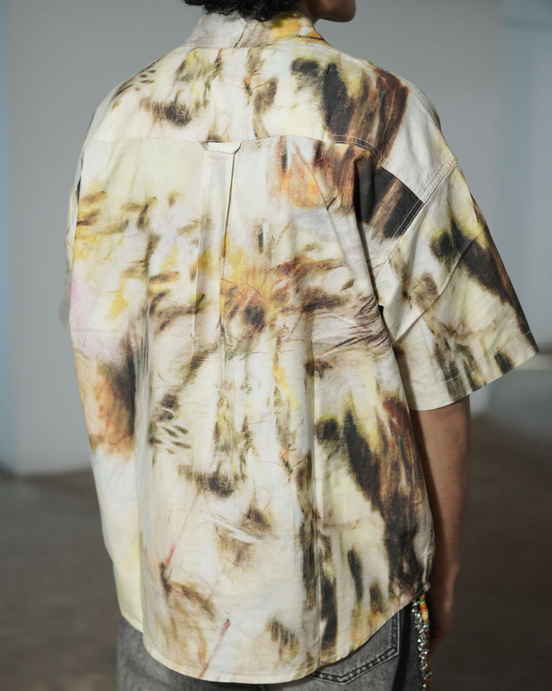 Earth Tone Abstract Print Oversized Shirt