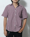 Men’s Maroon Checkered Short Sleeve Shirt