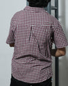 Men’s Maroon Checkered Short Sleeve Shirt