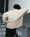 Patchwork Striped Oversized Shirt – Beige Blend